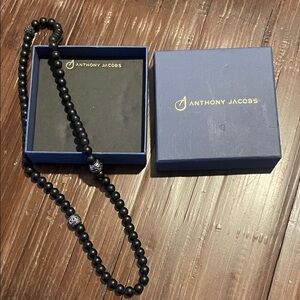 Anthony Jacobs Black Beaded Necklace 24” unisex